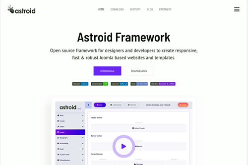 Portada de Astroid framework para Joomla