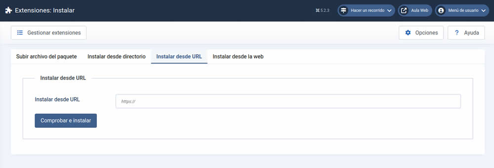 instalar extensiones desde URL